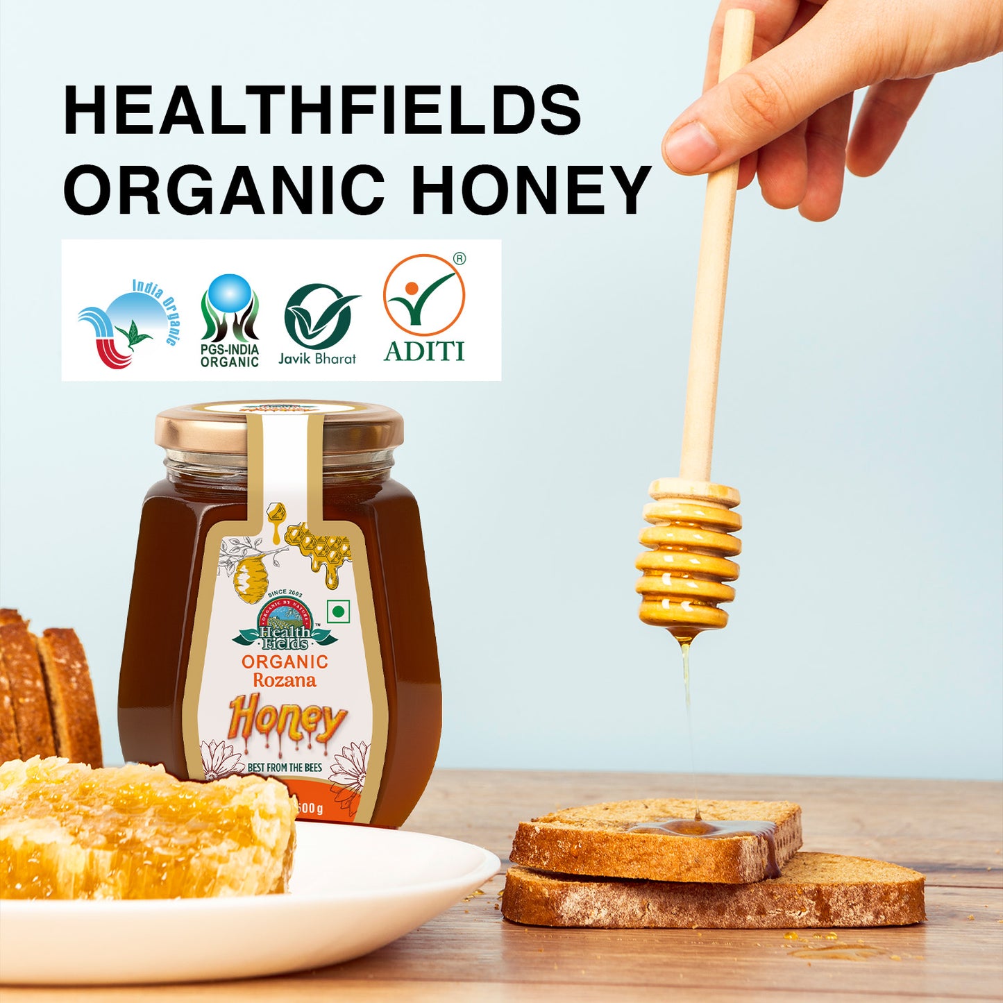 Health Fields Organic Rozana Honey - 500G