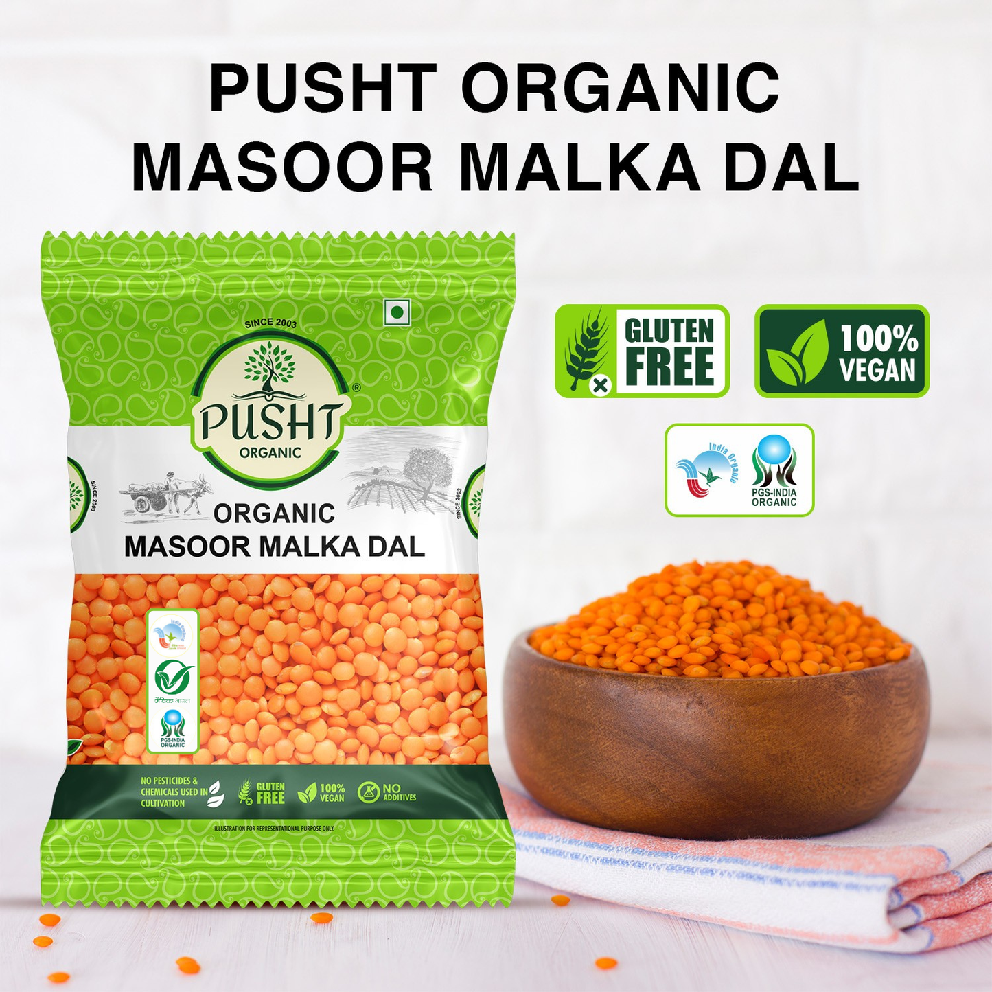 Pusht Organic Masoor Malka Dal