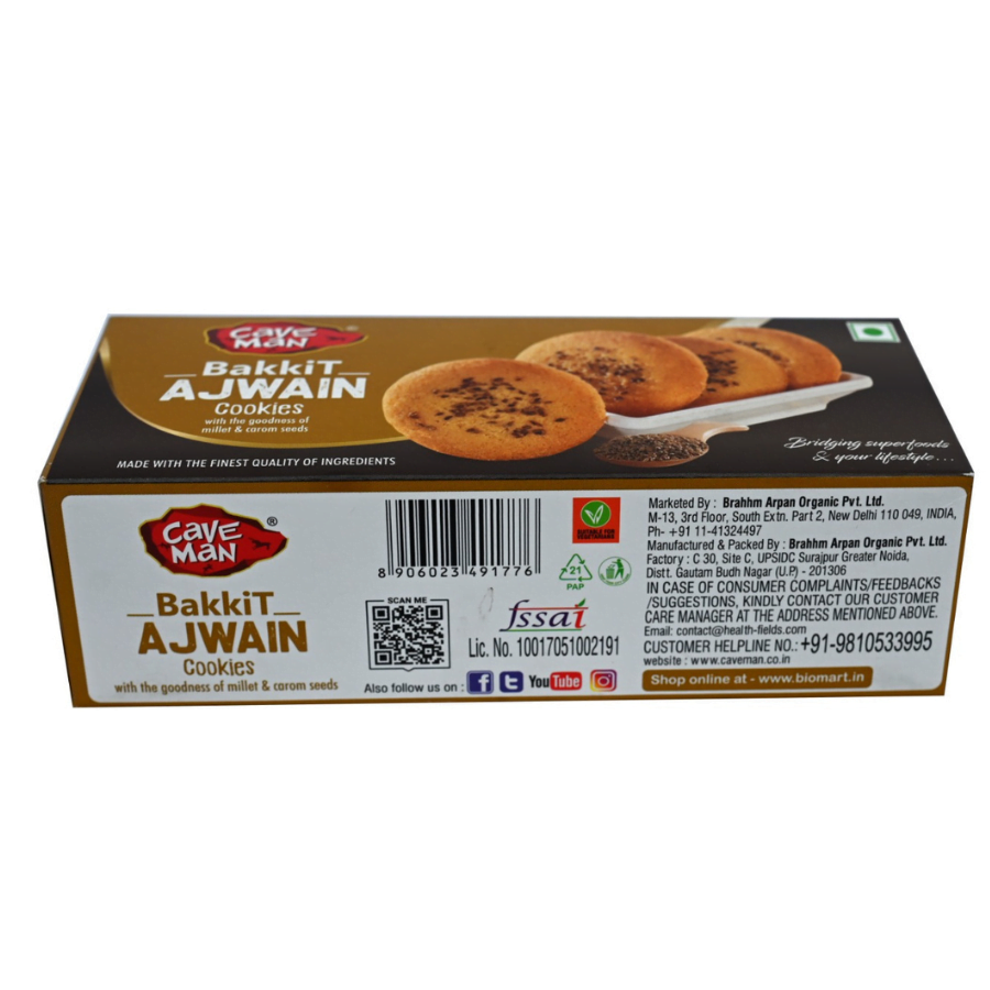 Caveman Bakkit Ajwain Cookies (Pack of 2 x 60Gm each)