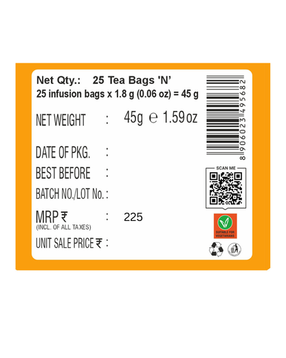 HealthFields wellness Tulsi Green Tea Lemon Ginger Hint | 25 Tea Bags