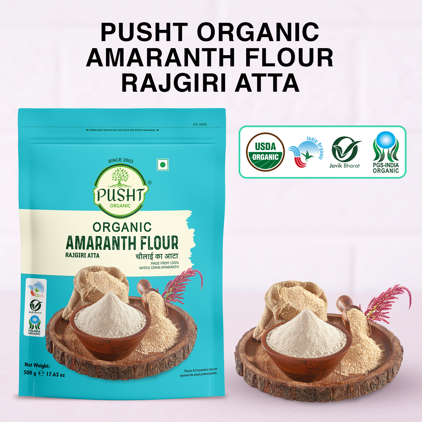Pusht Organic Amaranth Chaulai Millet Flour 500g