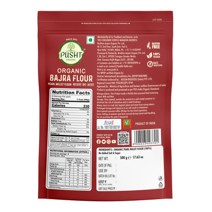 Pusht Organic Pearl Bajra Flour 500Gm (1500Gm , Pack Of 3)