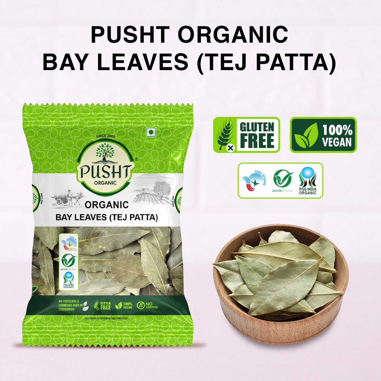 Pusht Organic Bay Leaves(Tej Patta) 25gm