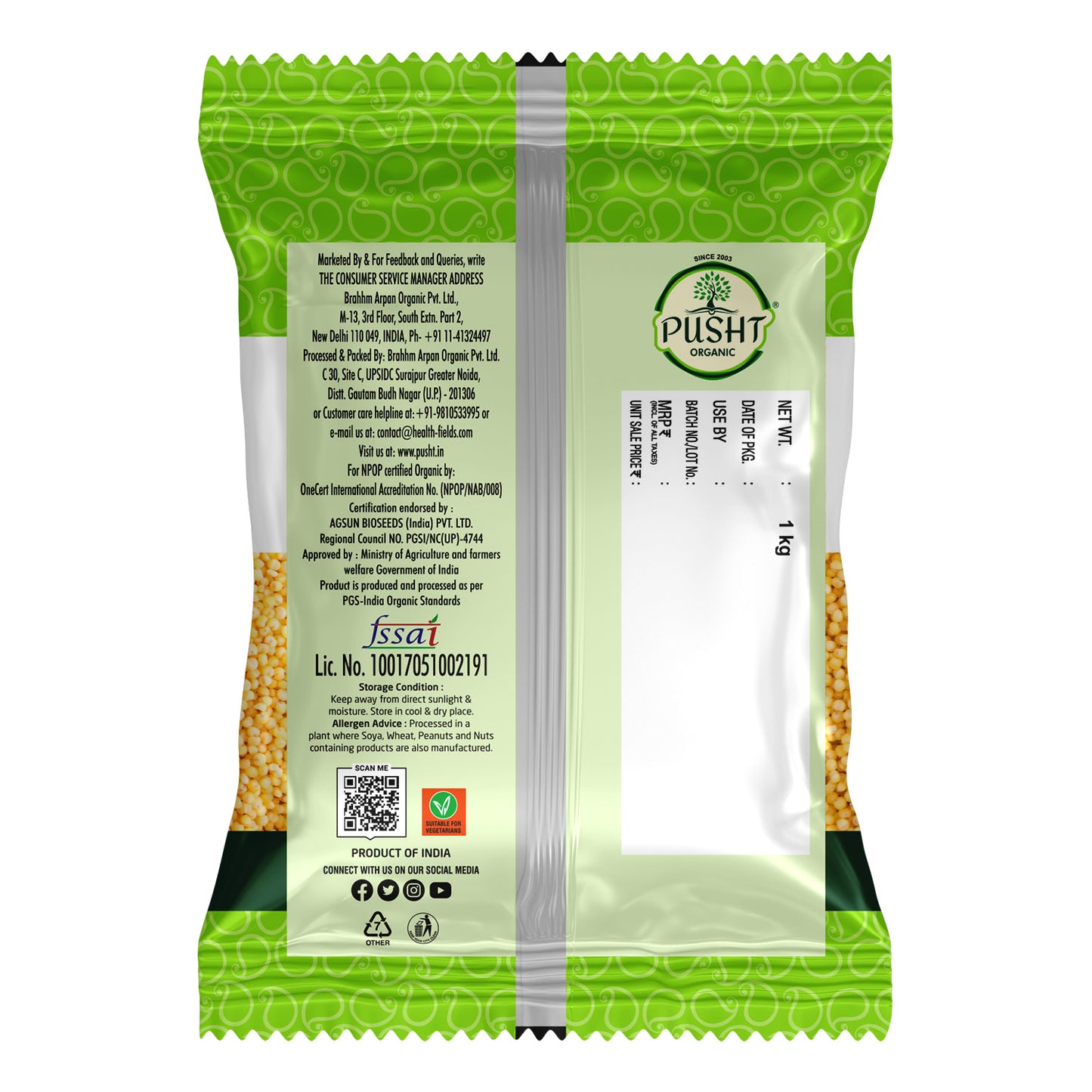 Pusht Organic Proso (chenna) Millet