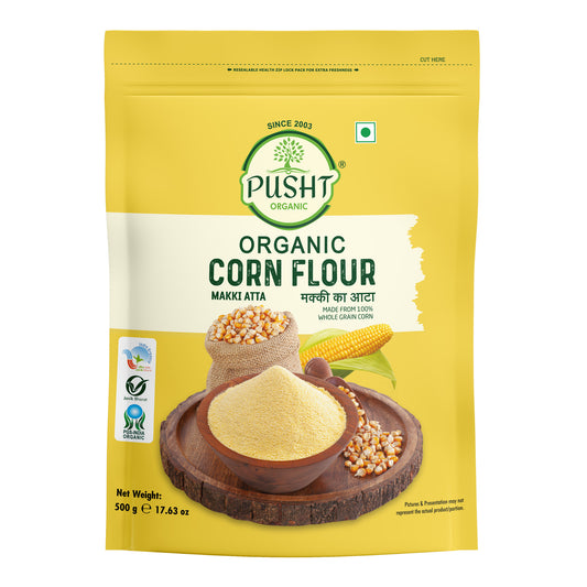Pusht Organic Corn Flour, Makka Ka Atta 500Gm (1500Gm, Pack Of 3)