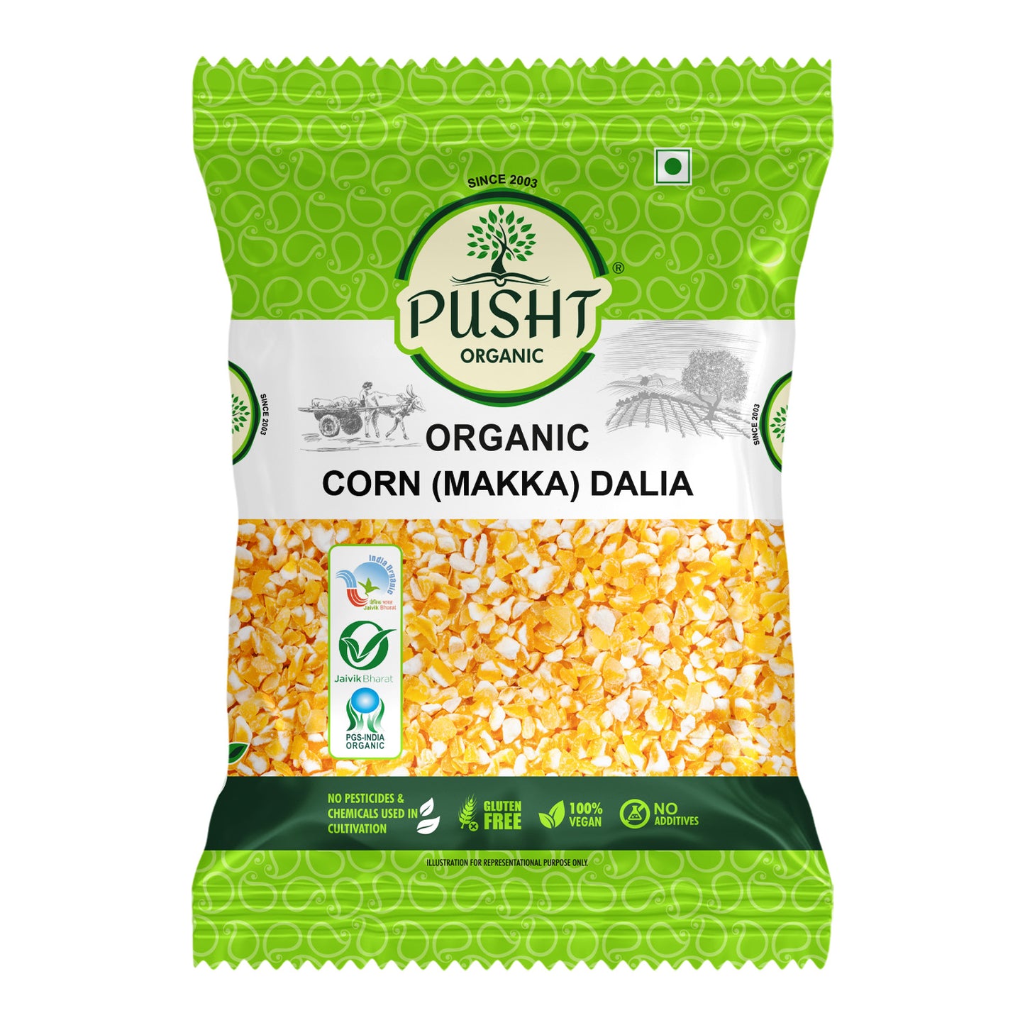 Pusht Organic Corn (Makka) Dalia 500g