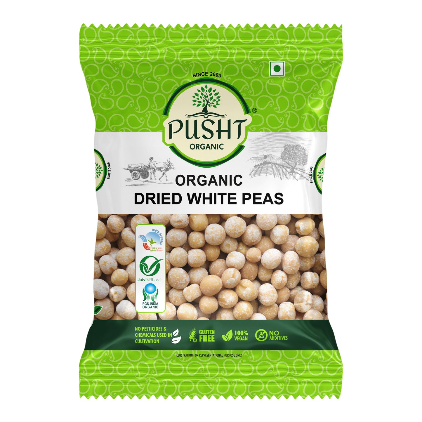 Pusht Organic White Dried Peas