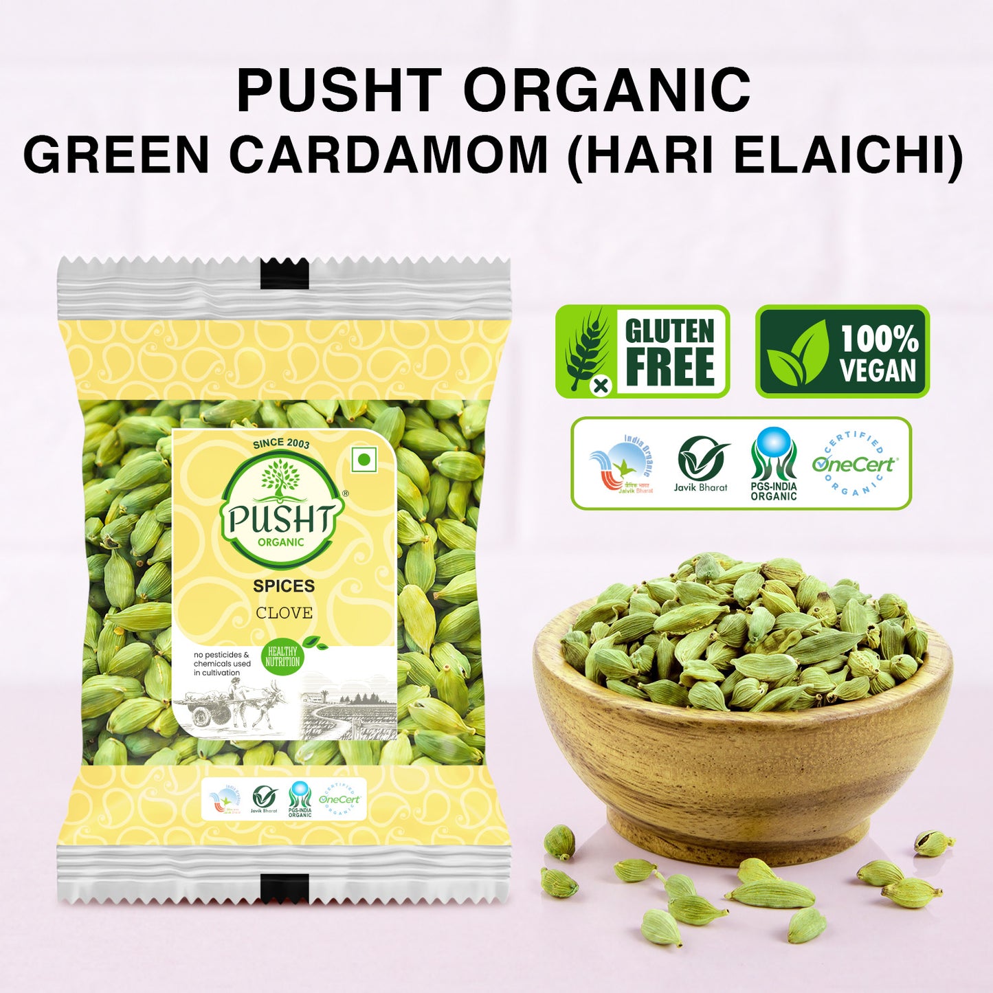 Pusht Organic Green Cardamom 50g