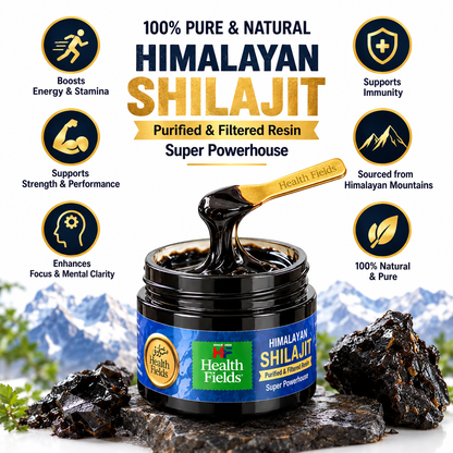 Healthfields Himalayan Shilajit Resin – Purified & Filtered | 20g