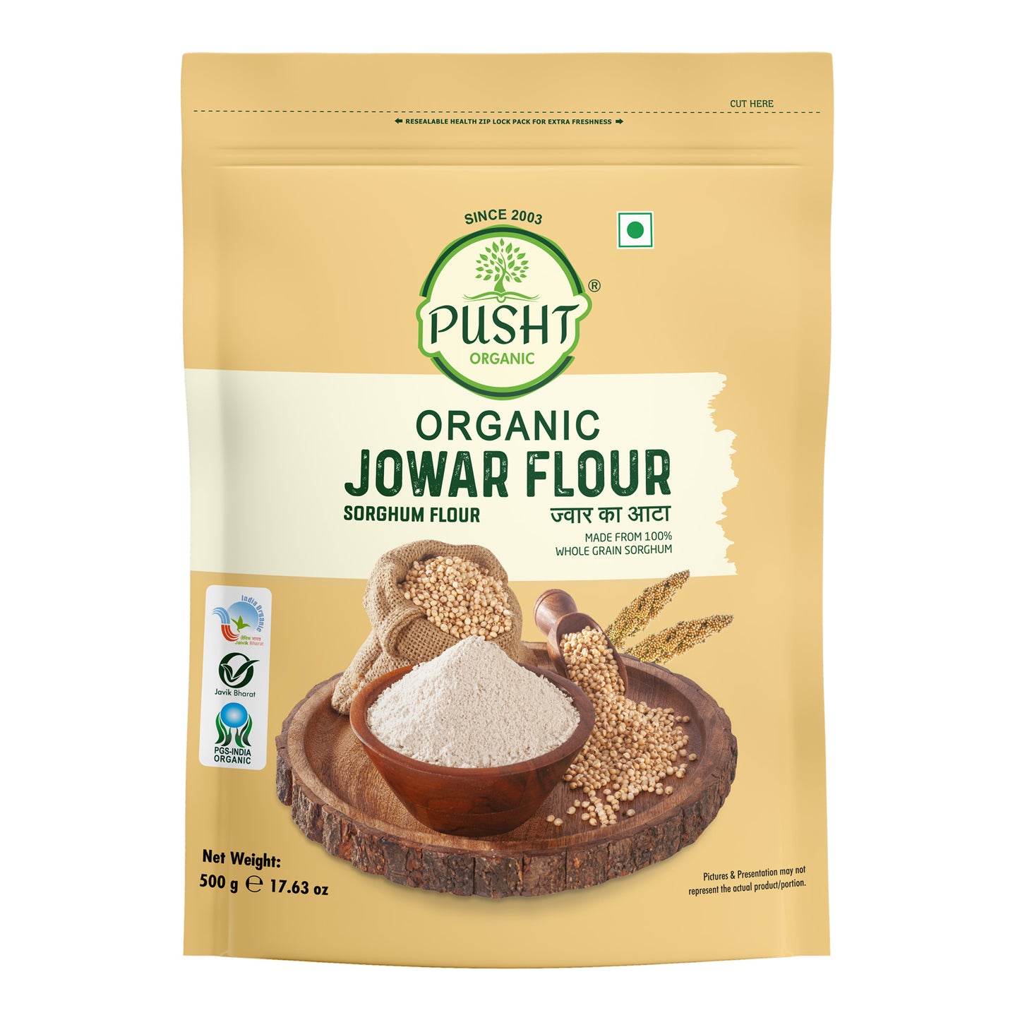 Pusht Organic Jowar Flour (Sorghum Flour) 500gm