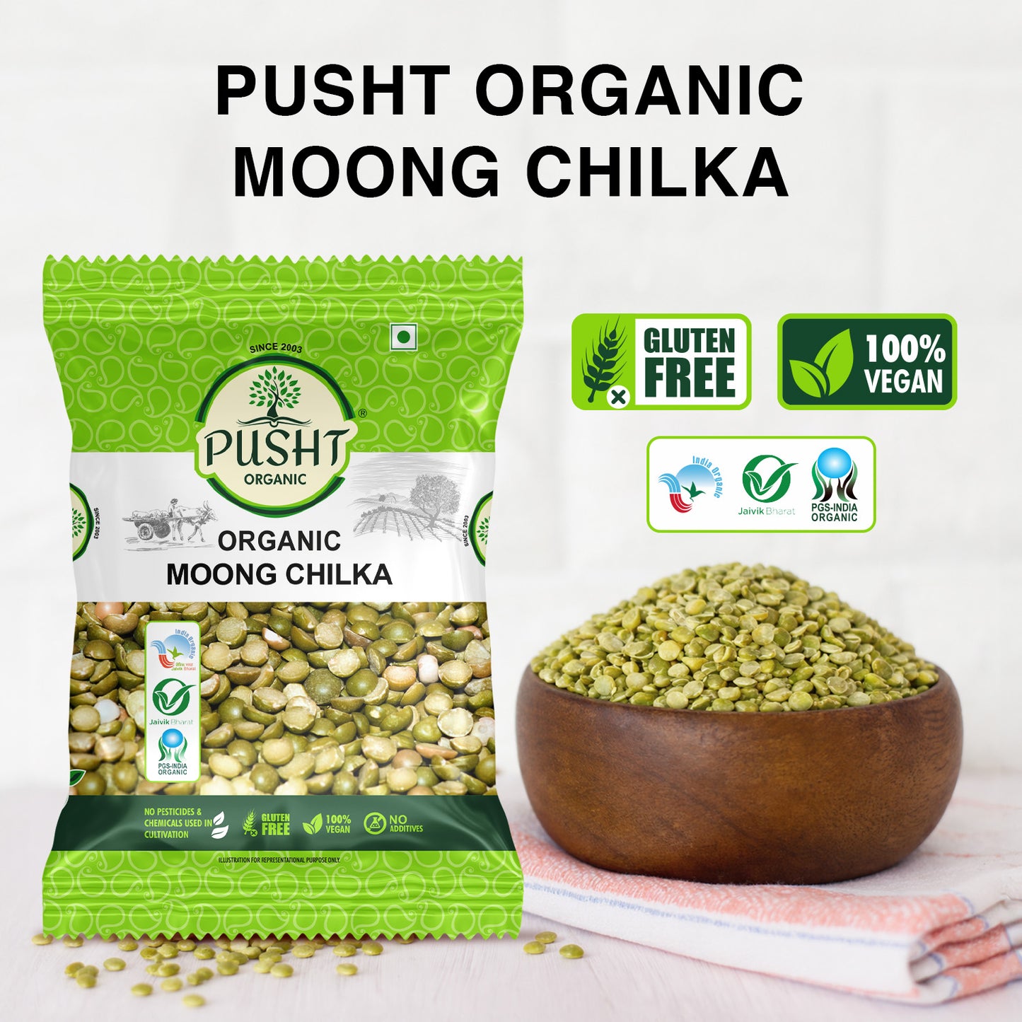 Pusht Organic Moong Chilka Dal