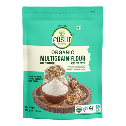 Pusht Organic Multi Grain Atta - Summer 500gm x 2 - 1Kg