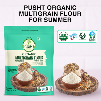 Pusht Organic Multi Grain Atta - Summer 500gm x 2 - 1Kg