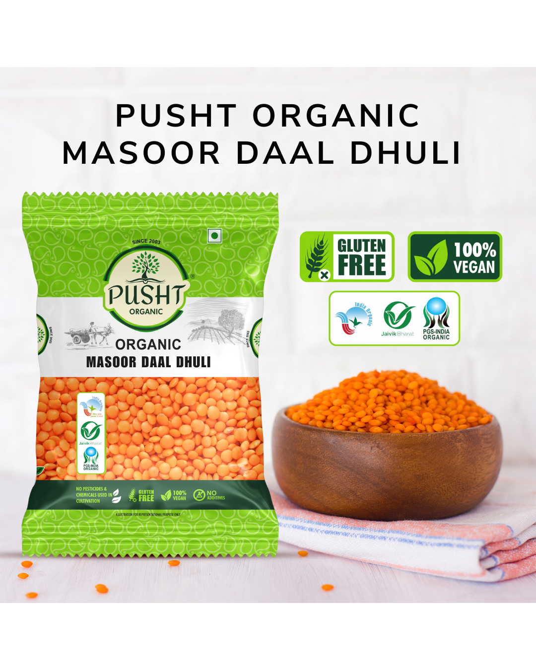 Pusht Organic Masoor Dhuli