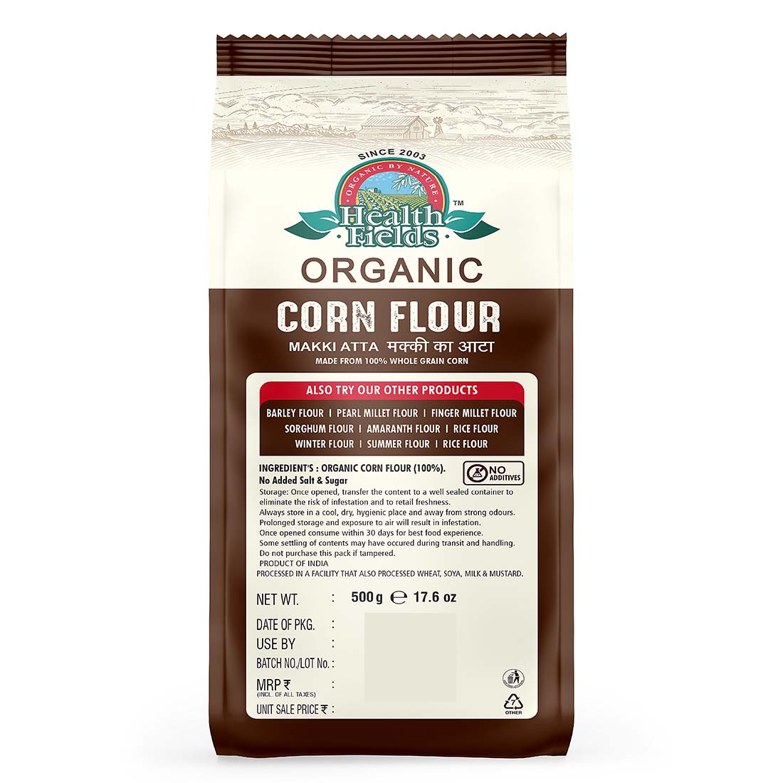 Health Fields Organic Corn Atta 500 Gm | Corn Flour