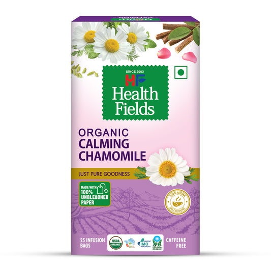 HealthFields Organic Calming Chamomile | Herbal Infusion Tea | Caffeine Free | 25 Tea Bags