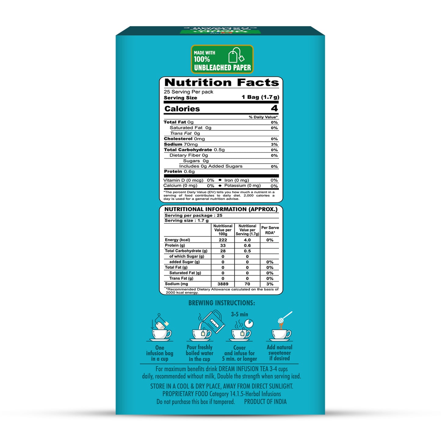 HealthFields Organic Dream Infusion | Caffeine Free | 25 Tea Bags