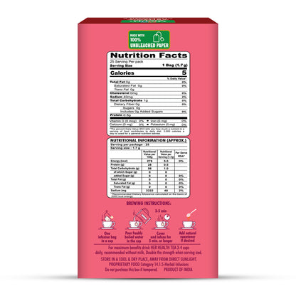 HealthFields Organic Her Health | Herbal Infusion Caffeine Free Tea | 25 Tea Bags