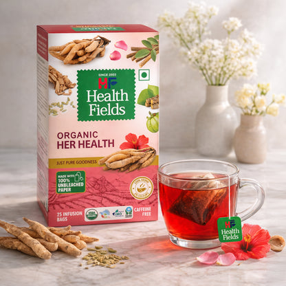 HealthFields Organic Her Health | Herbal Infusion Caffeine Free Tea | 25 Tea Bags