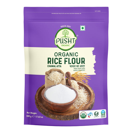 Pusht Organic Rice Flour (Chawal Ka Atta) 500Gm, 1500Gm Pack Of 3