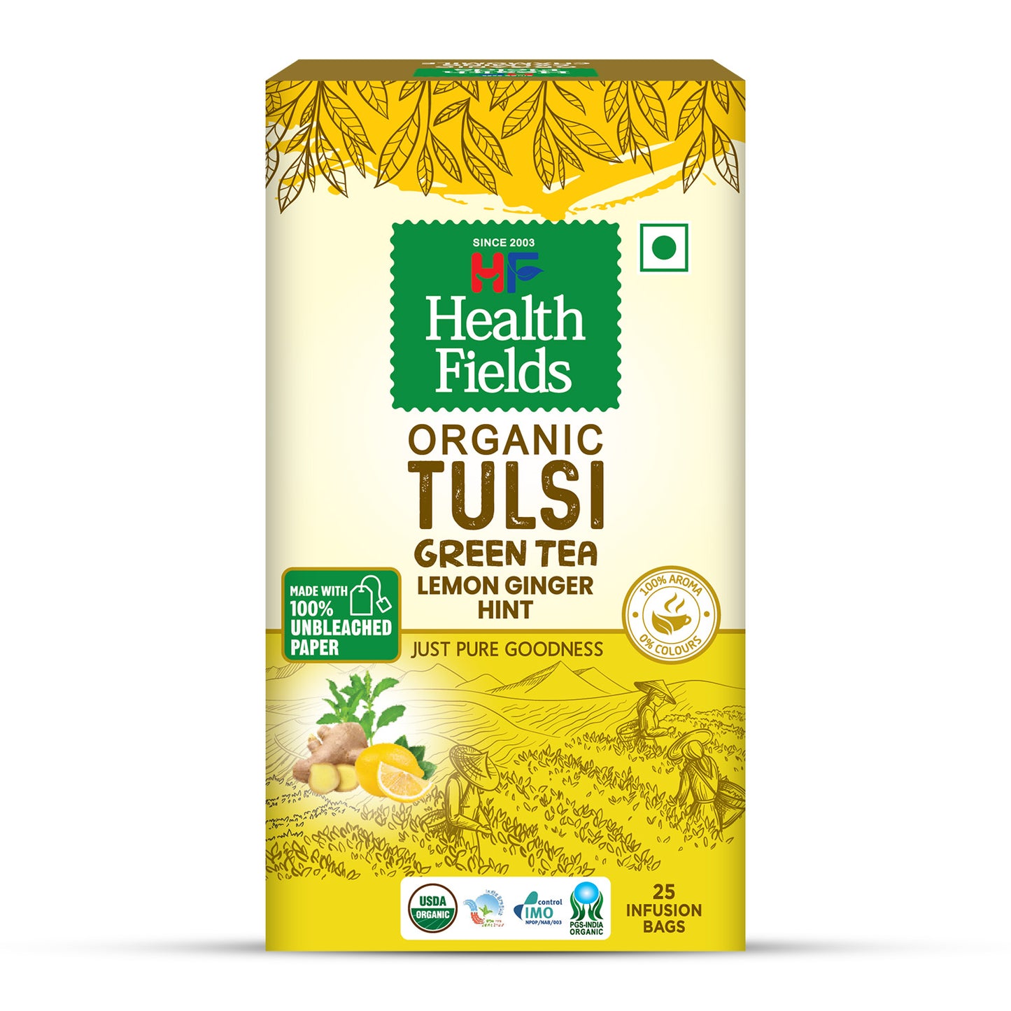 HealthFields Wellness Organic Tulsi Green Tea Select | 25 Tea Bags