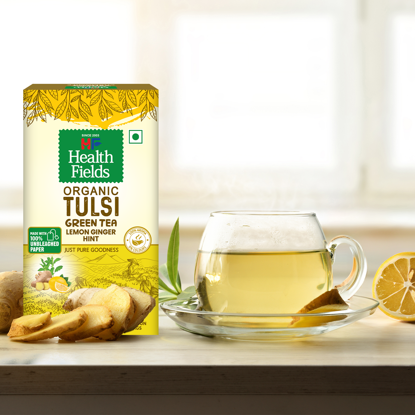 HealthFields Wellness Organic Tulsi Green Tea Select | 25 Tea Bags