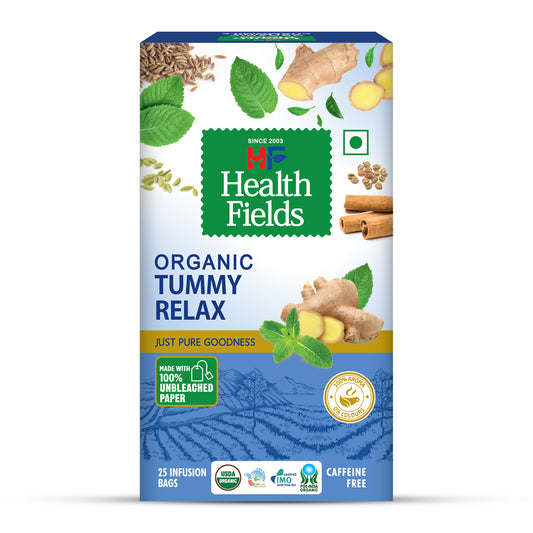 HealthFields Organic Tummy Relax | Herbal Infusion Tea | 25 Tea Bags