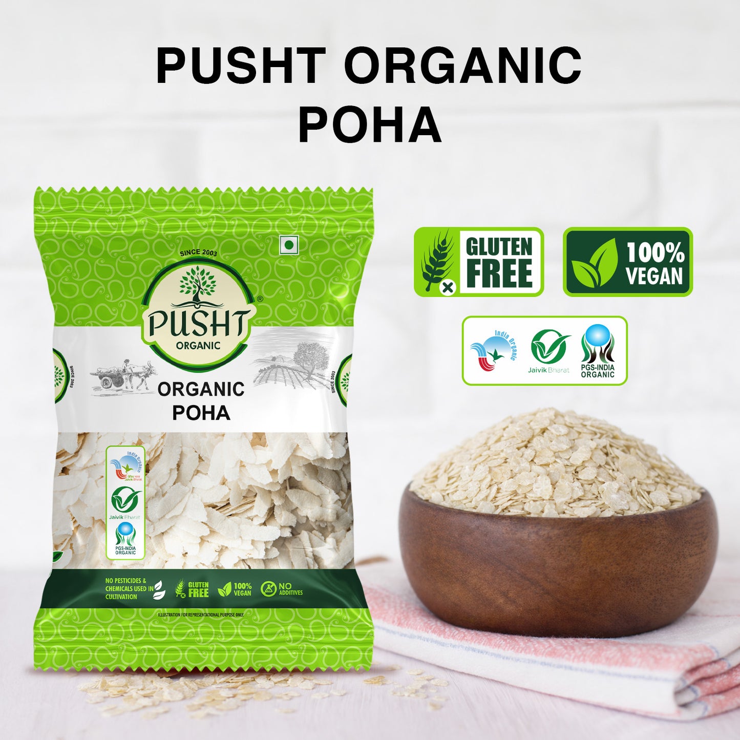 Pusht Organic Poha 500gm