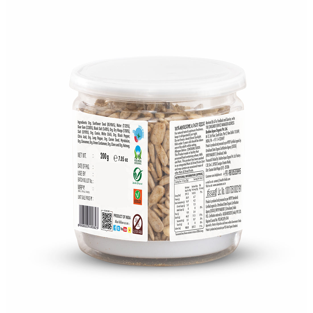 CaveMan Organic Roasted Sunflower Seeds 200gm