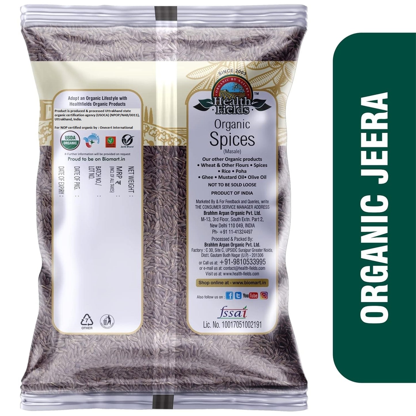 Health Fields Organic Jeera / Cumin Seeds