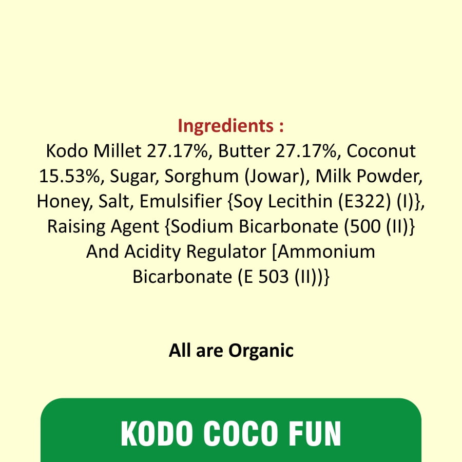 Caveman Organic Millet Cookies - Kodo Coco Fun (Pack of 2 x 60Gm each)