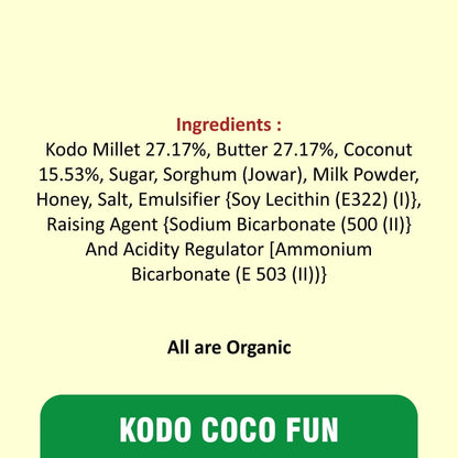 Caveman Organic Millet Cookies - Kodo Coco Fun (Pack of 2 x 60Gm each)